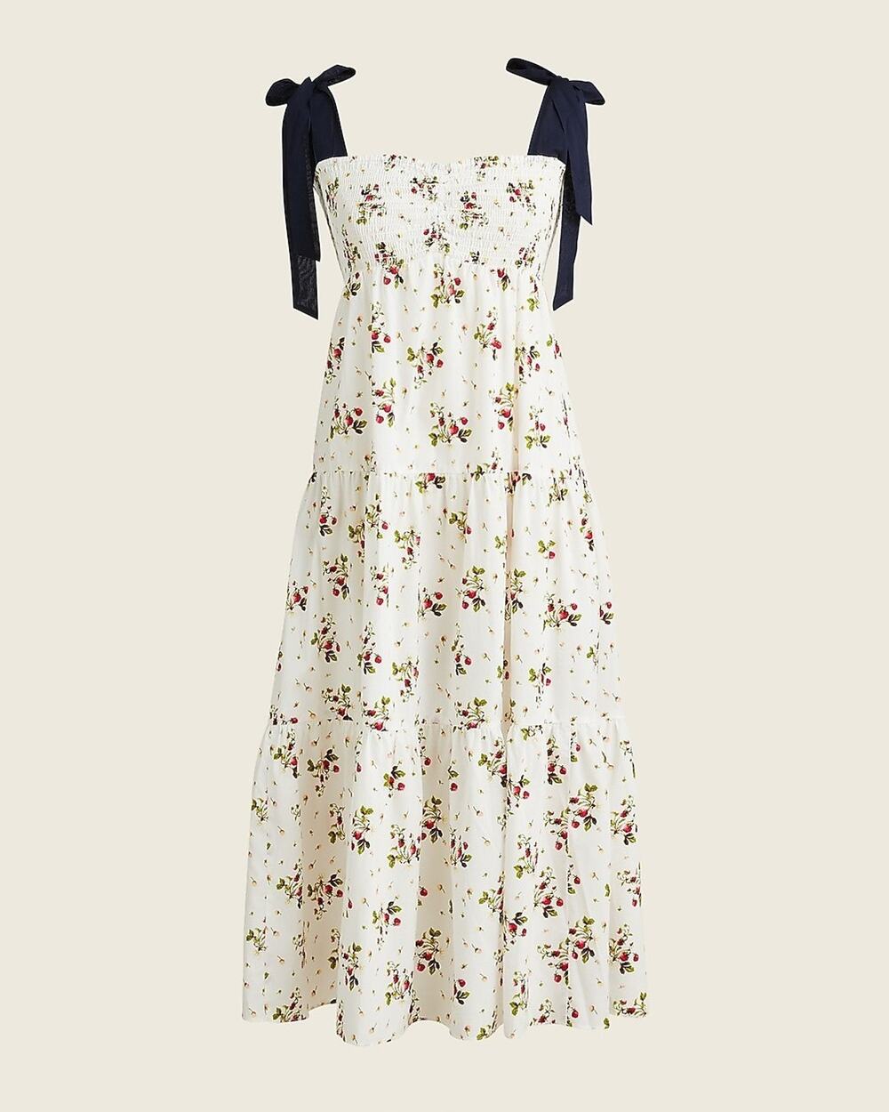 J.Crew Tie-shoulder cottagecore Smocked Dress in Strawberry Floral XXL A010989